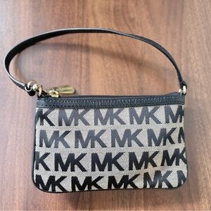 Michael Kors Monogram Black and Gray Wristlet
